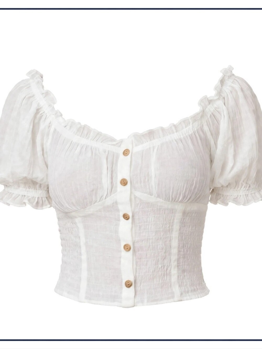 NWOT | Louna | Faire-Ready & Fancy | Sheer White Peasant Top (S)